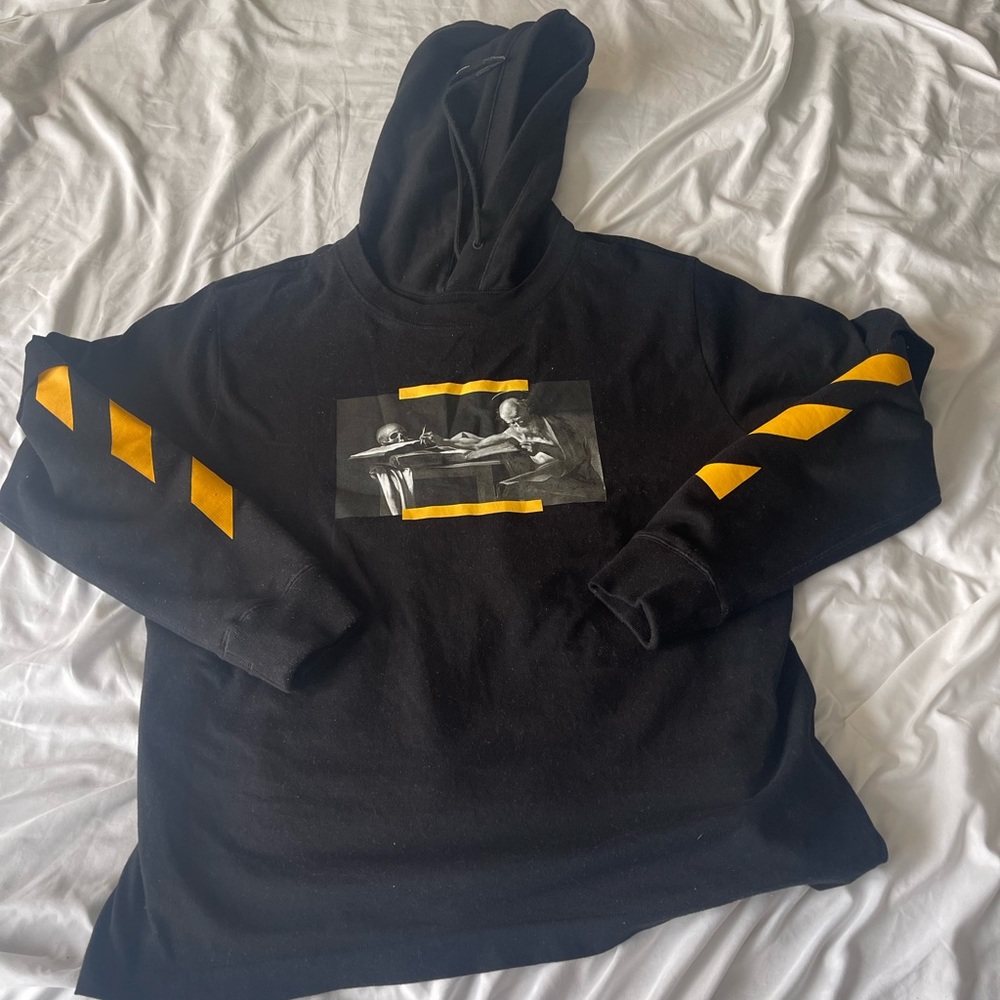 Off White Caravaggio Painting Double Sleeve Hoodie